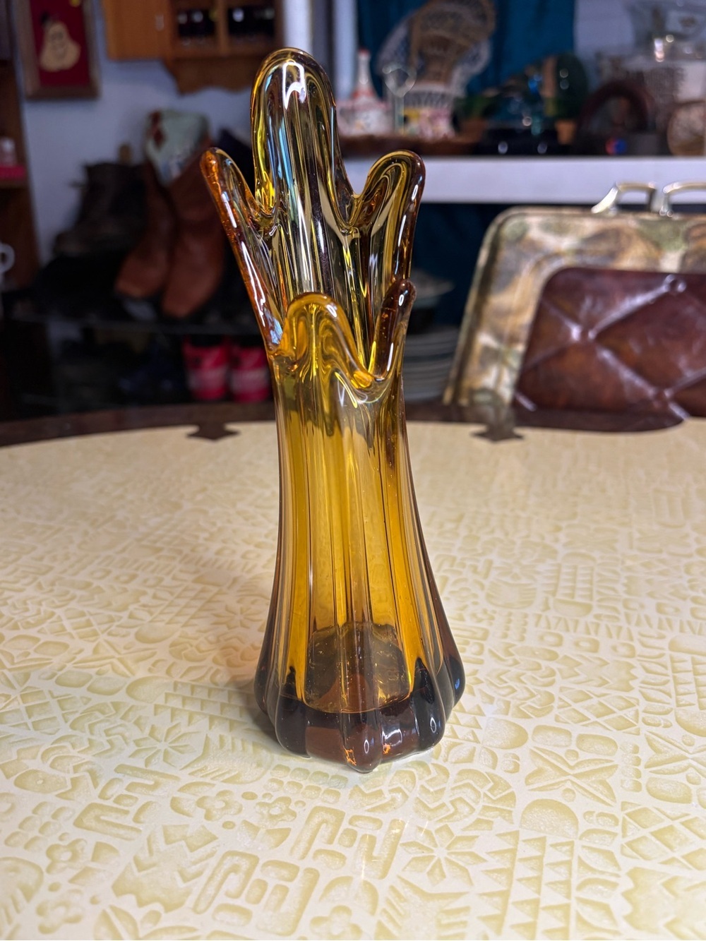 Vintage Amber Art Glass Bud Vase - Home Accents
